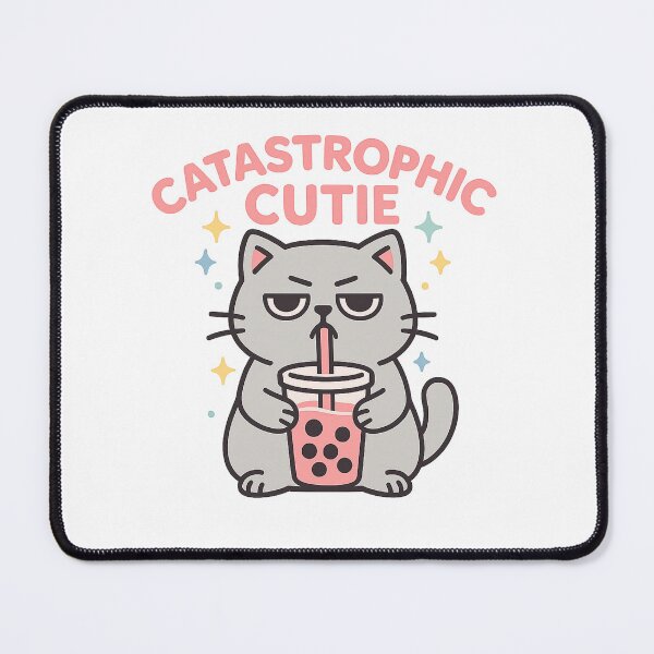 Item preview, Catastrophic Cutie – Grumpy Boba Cat T-Shirt/Sticker Design designed and sold by FurEver Graphics.
