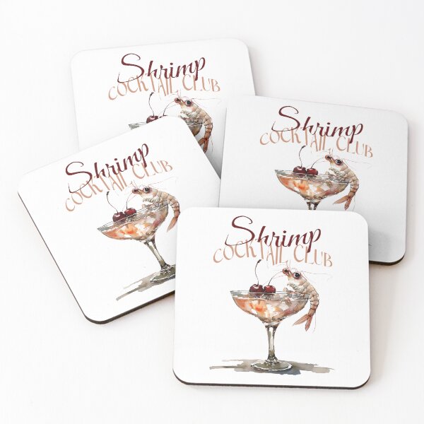 Item preview, Quirky Watercolor Shrimp Martini, Funny Shrimp in Cherry-Garnished Cocktail designed and sold by frozencoco.