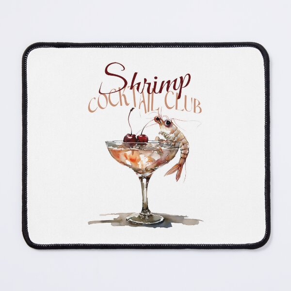 Item preview, Quirky Watercolor Shrimp Martini, Funny Shrimp in Cherry-Garnished Cocktail designed and sold by frozencoco.