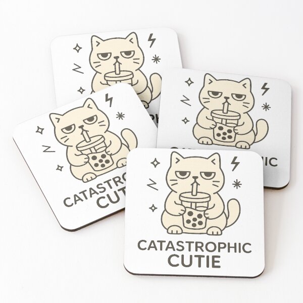 Item preview, Catastrophic Cutie – Minimalist Boba Cat T- Shirt/Sticker Design. designed and sold by FurEver Graphics.