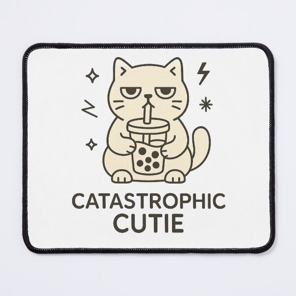 Item preview, Catastrophic Cutie – Minimalist Boba Cat T- Shirt/Sticker Design. designed and sold by FurEver Graphics.