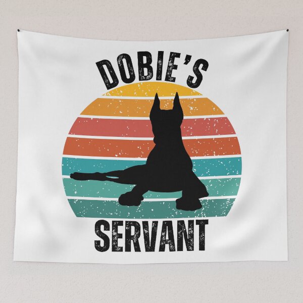 Item preview, Doberman Pinscher Retro Sunset "Dobie’s Servant" Dog Lover Humor Design designed and sold by Fredster1966.