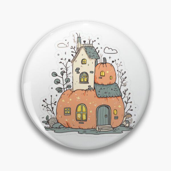 Item preview, Charming pumpkin house with glowing windows and plants designed and sold by DadGenX.