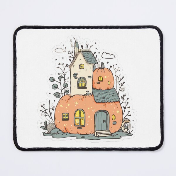 Item preview, Charming pumpkin house with glowing windows and plants designed and sold by DadGenX.