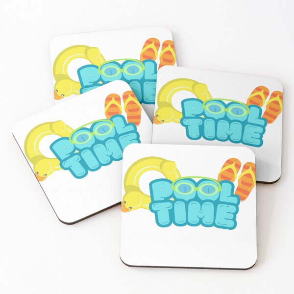 Item preview, Pool Time with pool toys and sandals  designed and sold by Sailing Llamas.