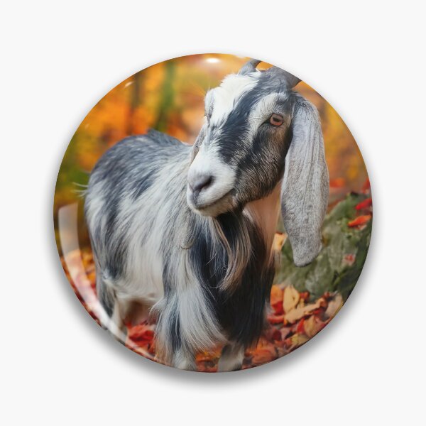 Item preview, Blue roan Nubian goat in the fall leaves designed and sold by RobynPeters1836.