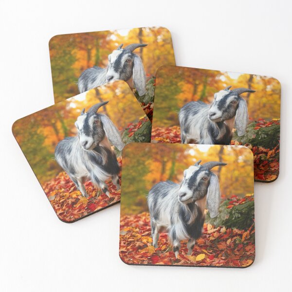 Item preview, Blue roan Nubian goat in the fall leaves designed and sold by RobynPeters1836.