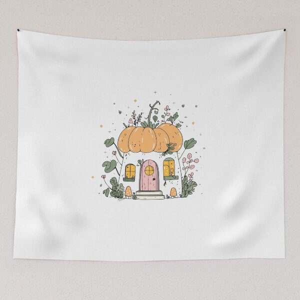Item preview, Charming pumpkin house with glowing windows illustration designed and sold by DadGenX.
