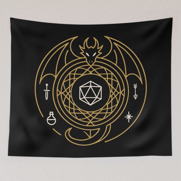 Item preview, Circular Dragon Sacred Symbol D20 Dice Minimalist Tabletop RPG designed and sold by pixeptional.