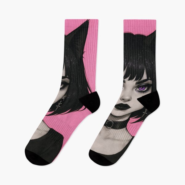 Item preview, cute gothic cat girl, anime illustration designed and sold by Mauswohn.