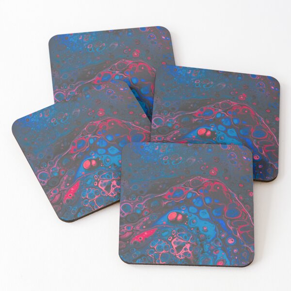 Item preview, Crazy Pink & Blue Paint Cell Chaos Fluid Art Print - Original Acrylic Pour Painting  designed and sold by marbledmoonart.