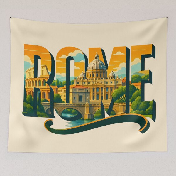Item preview, Rome, Italy - Colosseum & Vatican Typography Art designed and sold by Myra365Art.
