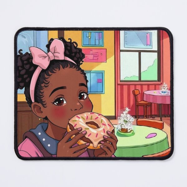 Item preview, Cute Little Black Eating A Donut At The Bakery Shop designed and sold by Soxybabe12.