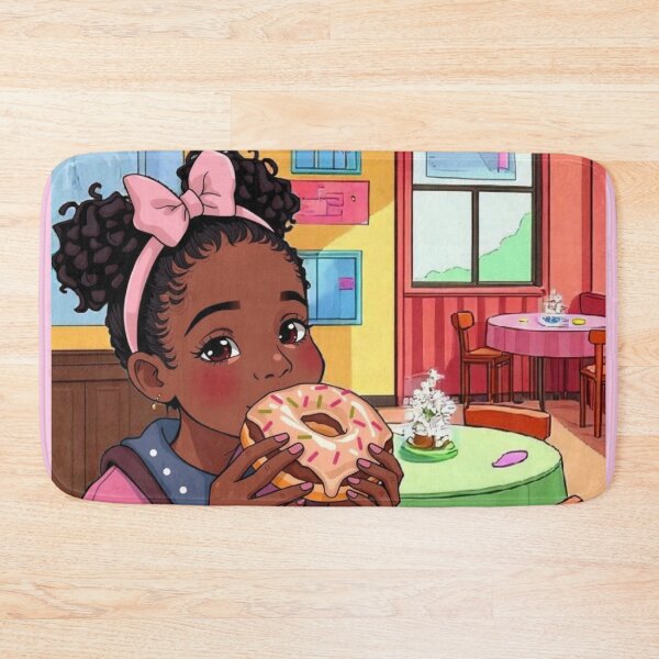 Item preview, Cute Little Black Eating A Donut At The Bakery Shop designed and sold by Soxybabe12.