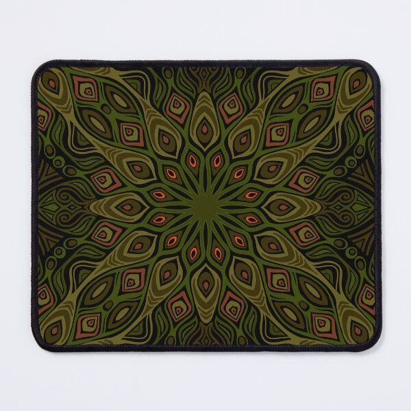 Item preview, Decorative Abstract Peacock Rose Window Pattern - olive and orange designed and sold by Dawn Anthes.