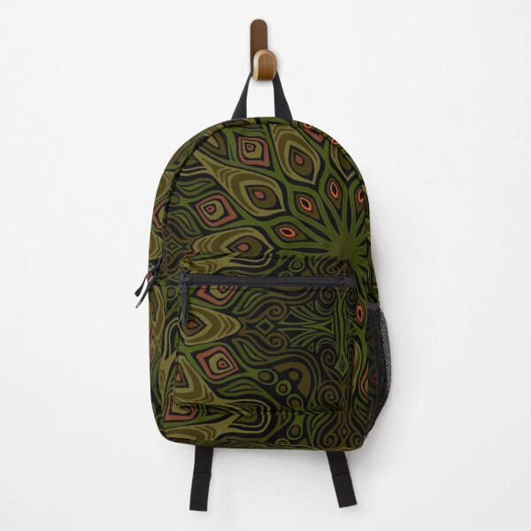 Item preview, Decorative Abstract Peacock Rose Window Pattern - olive and orange designed and sold by Dawn Anthes.