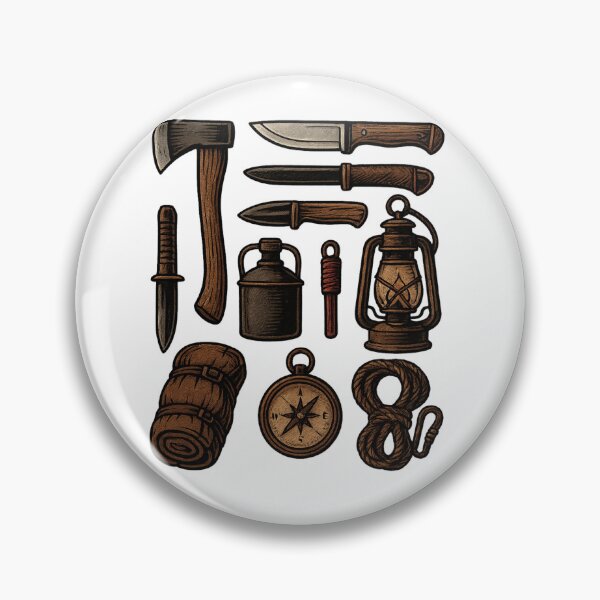 Item preview, Arsenal para fogatas: diseño de herramientas para acampar con xilografía de tatuaje designed and sold by Sabbara.