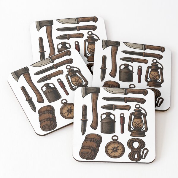 Item preview, Campfire Arsenal – Tattoo Woodcut Camping Tools Design designed and sold by Sabbara.