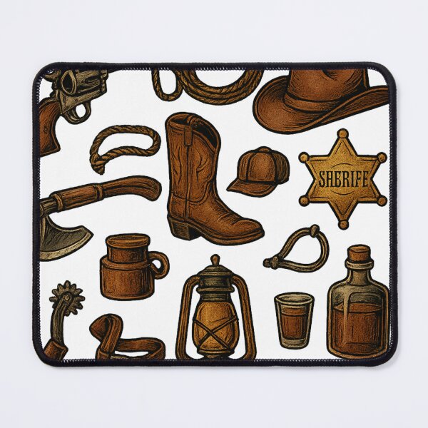 Artikelvorschau, Cowboys Arsenal – Tattoo Holzschnitt Western Werkzeug Design entworfen und verkauft von Sabbara.