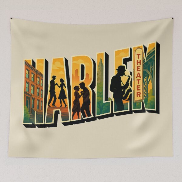 Item preview, Harlem, New York City -- Vintage Jazz & Cityscape designed and sold by Myra365Art.