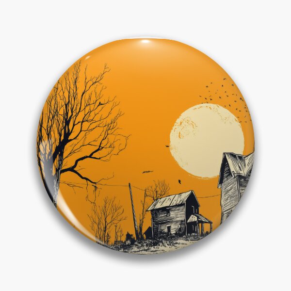 Item preview, Haunted house silhouette with barren trees at sunset designed and sold by DadGenX.
