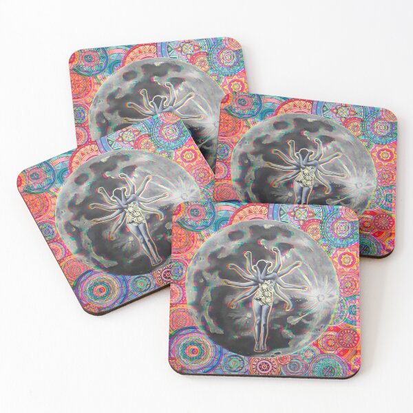 Item preview, Moon goddess glitched, surounded by trippy mandalas  designed and sold by Nikki-Tee.