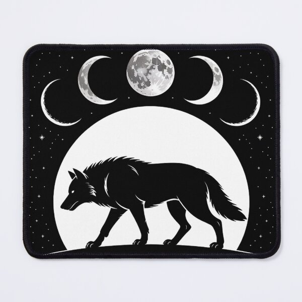 Item preview, Wolf and Moon Phases – Mystical Lunar Cycle Design designed and sold by Epesem.