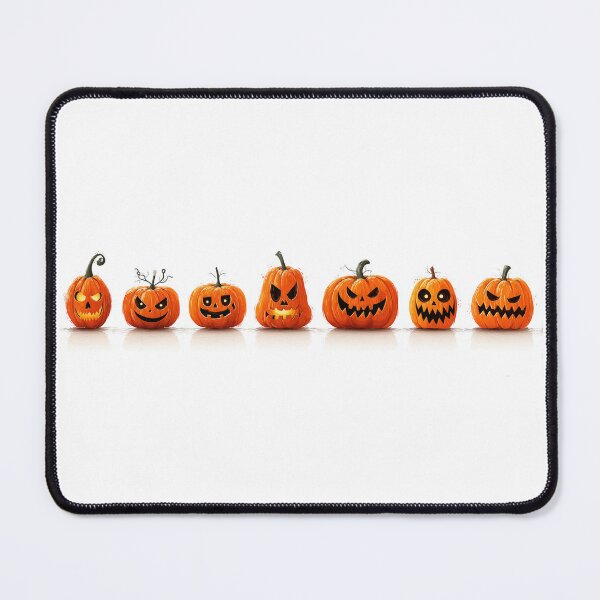 Item preview, Row of carved Halloween pumpkins with various expressions designed and sold by DadGenX.