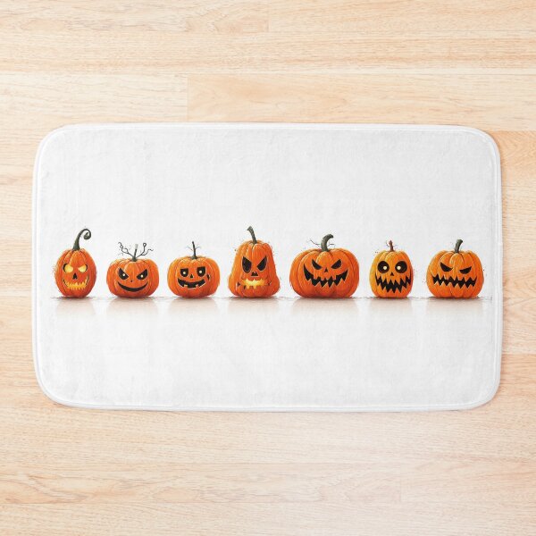 Item preview, Row of carved Halloween pumpkins with various expressions designed and sold by DadGenX.