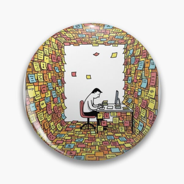 Item preview, Sticky Notes – Overwhelmed Office Art Notebook designed and sold by ArkangelStudio.