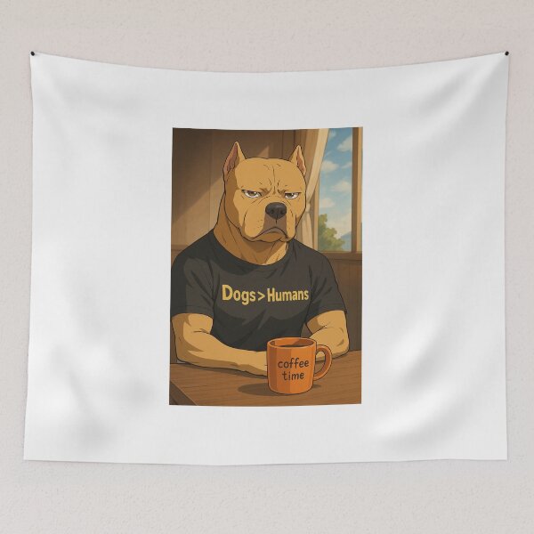 Item preview, Dogs > Humans – Funny Coffee Dog Meme Illustration designed and sold by Apple-Design369.
