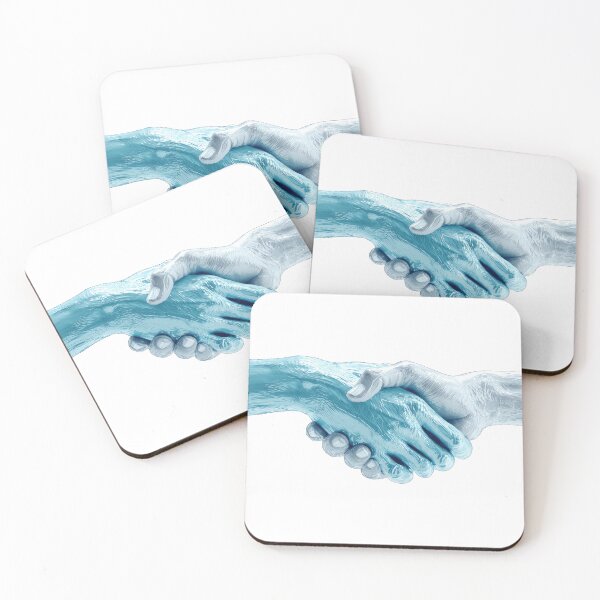 Item preview, Two hands in glossy 3D handshake splash designed and sold by DadGenX.
