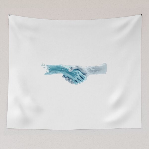 Item preview, Two hands in glossy 3D handshake splash designed and sold by DadGenX.