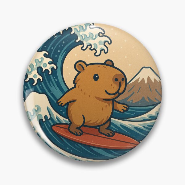 Item preview, Funny Capybara Japanese Kanagawa Wave Japan Surfing Boys Girls Kids designed and sold by rafaeltto.