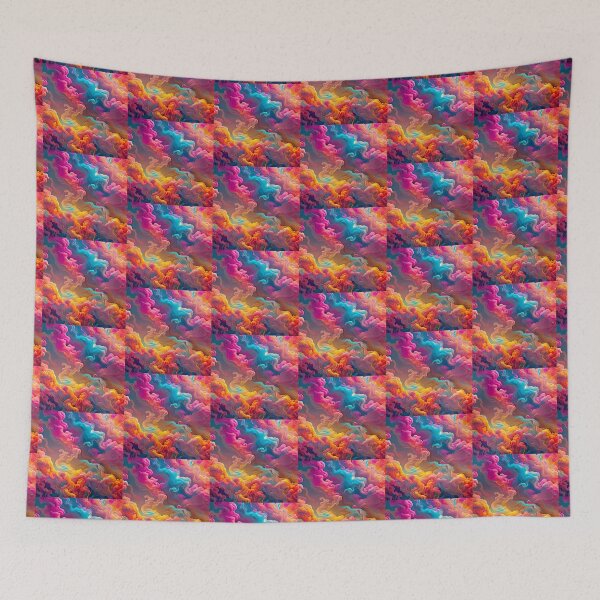 Item preview, Rainbow Cloud Swirling Smoke Dark Theme Diagonal Repeated Hexagonal Pattern Textures (Template) designed and sold by Digital-Davinci.