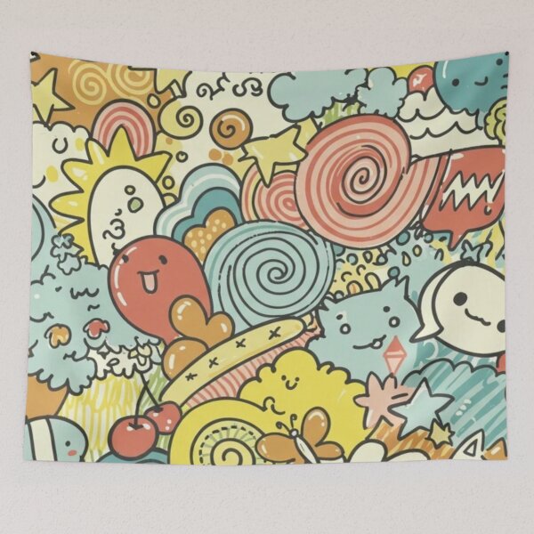 Item preview,  whimsical cartoon suns, stars, and abstract shapes classic pillow cover  designed and sold by anandsiva2703.