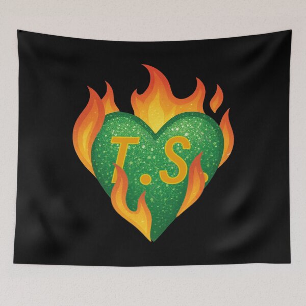 Item preview, TS Corista con corazón de brillo verde en llamas designed and sold by calypso-designs.