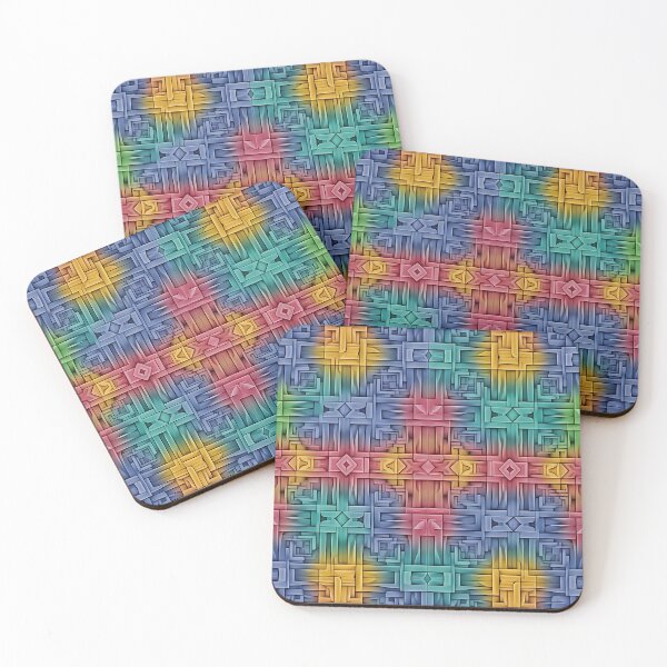 Item preview, Blue Background, Red Yellow Highlights,  Tiles Rectangle Bars Diagonal Repeated Hexagonal Pattern Textures (Template) designed and sold by Digital-Davinci.