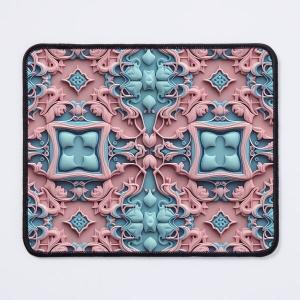 Item preview, Pink Crisscross, Flowery Motif, Blue Background, Flowery Mosaic Motif,  Diagonal Repeated Hexagonal Pattern Textures (Template) designed and sold by Digital-Davinci.