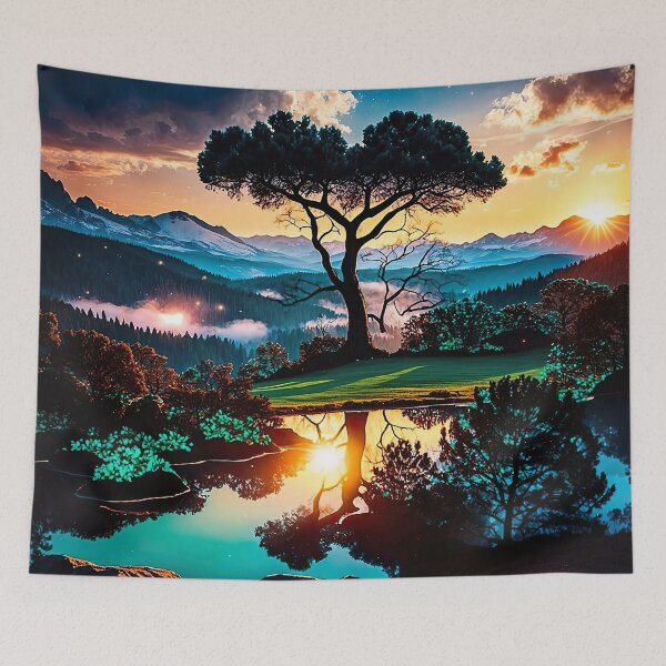 Item preview, The lonely watchman at the evening lake designed and sold by PixelParadies.
