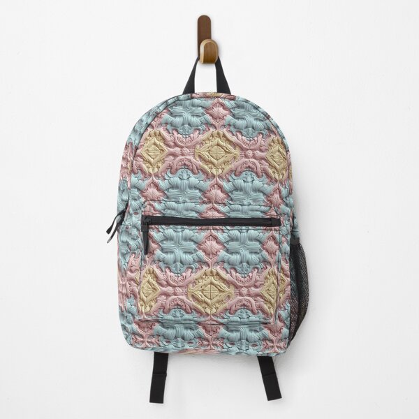 Item preview, Mural, Pink Beige Flowery Motif, Blue Background, Flowery Mosaic Motif,  Diagonal Repeated Hexagonal Pattern Textures (Template) designed and sold by Digital-Davinci.