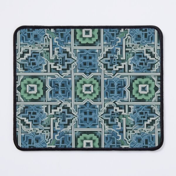 Item preview, Square, Mural, Blue, green, Tiles, Mosaic Motif, Diagonal Repeated Hexagonal Pattern Textures (Template) designed and sold by Digital-Davinci.
