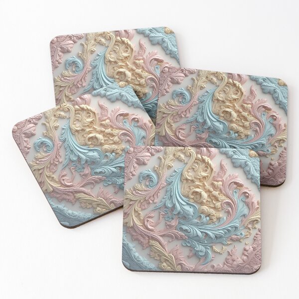 Item preview, Flowery Leave Details, Rainbow Swirling Wax Waves, Pastel, Light Theme, Diagonal Repeated Hexagonal Pattern Textures  designed and sold by Digital-Davinci.