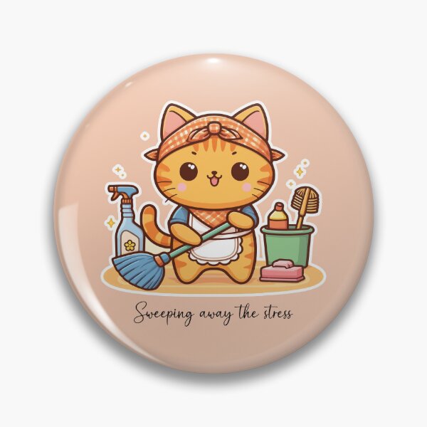 Item preview, Kawaii Calico Cat Sweeping Floor designed and sold by PetsClan.