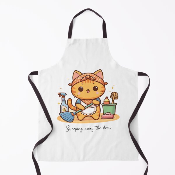 Item preview, Kawaii Calico Cat Sweeping Floor designed and sold by PetsClan.