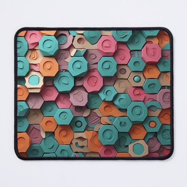 Item preview, Hexagon Circles, Irregular, Jigsaw Tiles, Square, Crisscross, Tiles, Pink Beige Flowery Motif, Blue Background, Flowery Mosaic Motif,  Diagonal Repeated Hexagonal Pattern Textures (Template) designed and sold by Digital-Davinci.