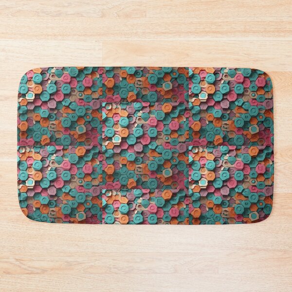 Item preview, Hexagon Circles, Irregular, Jigsaw Tiles, Square, Crisscross, Tiles, Pink Beige Flowery Motif, Blue Background, Flowery Mosaic Motif,  Diagonal Repeated Hexagonal Pattern Textures (Template) designed and sold by Digital-Davinci.