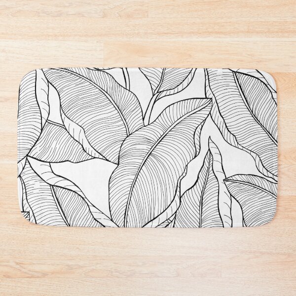 Item preview, Tropical Linear Leaves -black lines on white designed and sold by Linda Maliuana.