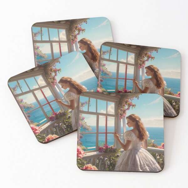 Item preview, Victorian Woman in Seaside Terrace Painting Scene designed and sold by BlareBlare.