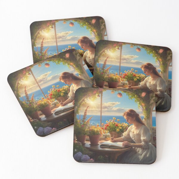 Item preview, Romantic Victorian Lady by the Sea with Writing Desk designed and sold by BlareBlare.